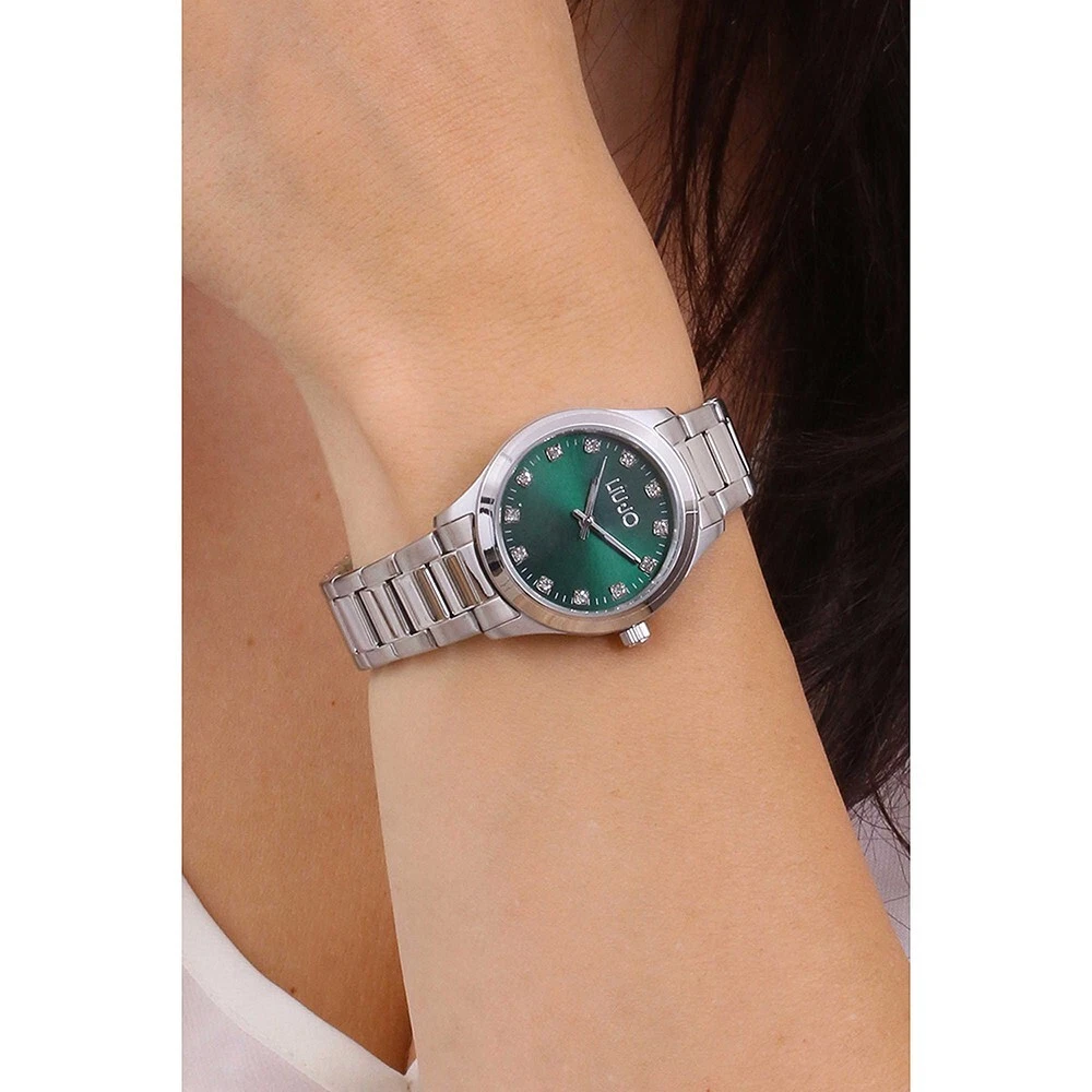 Liu Jo Women s Charming Sun Green Dial Solo Tempo Watch with Stones