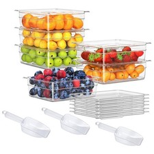 6 Pack Plastic Food Pan with Lid 1/2 Size 4 Inch Deep