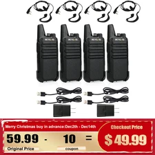 Retevis RT22 FRS walkie talkie long range 4 pack Rechargeable for School/Church