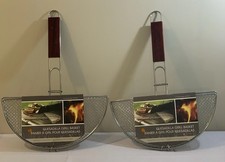 Outset QC76 Quesadilla Baskets(2) For Grilling Heavy Gage Steel Rosewood NEW 