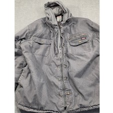Genuine Dickies Mens 3XL Dark Gray Hooded Canvas Work Jacket Quilted Lined Coat