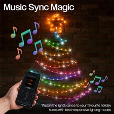 RGB Christmas Tree Silhouette LED 1.4m Flat Pre Lit Music Sync Timer Lights