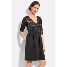 Eliza J Lace Faille Dress Womens 14 Black New Fit Flare Cocktail EJ0M9174