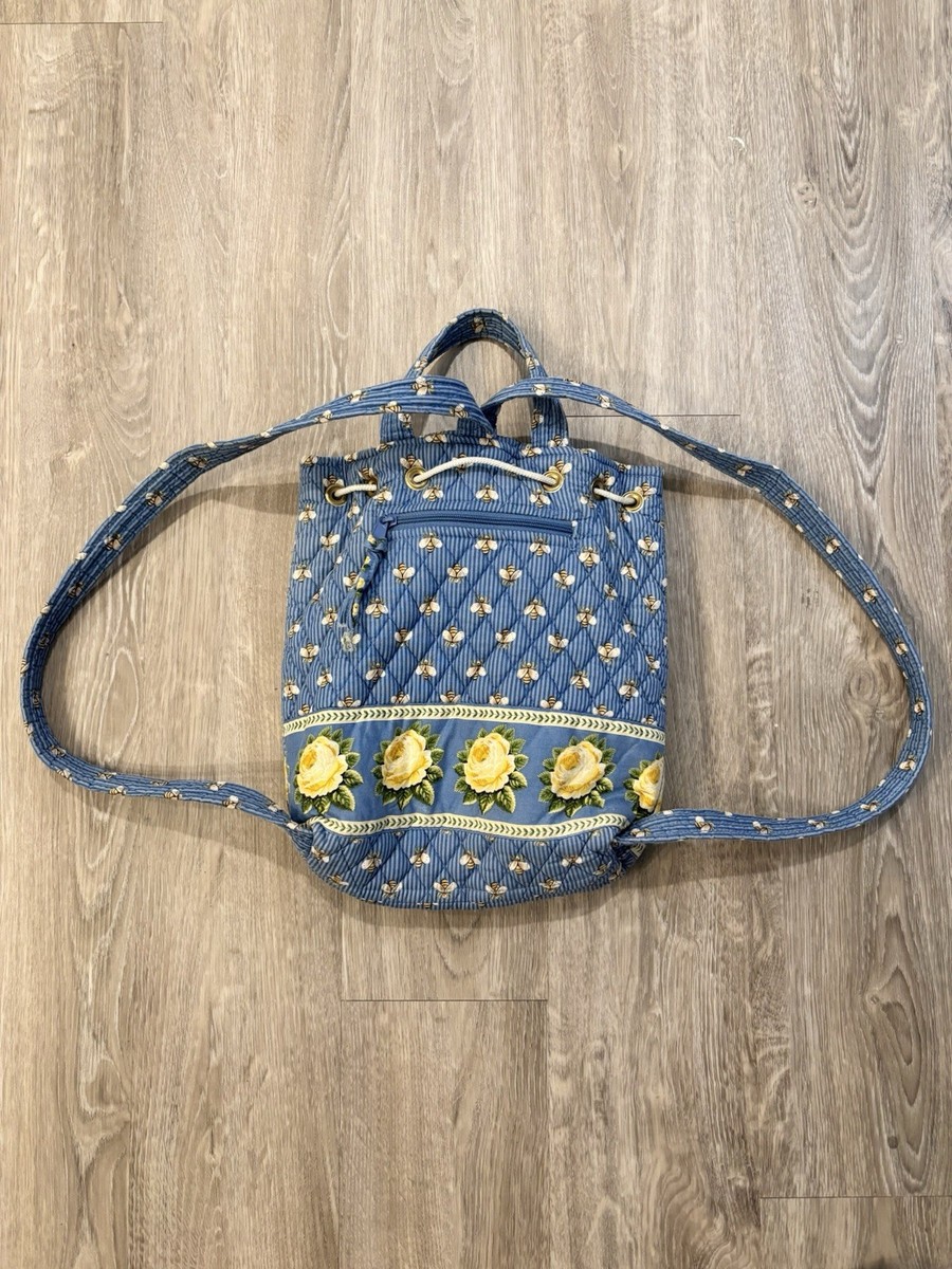 Retired Vera Bradley Mimi Drawstring Backpack in Floral Blue and Yellow Vera Bradley Elizabeth Mimi quilted backpack | Mercari main image 4