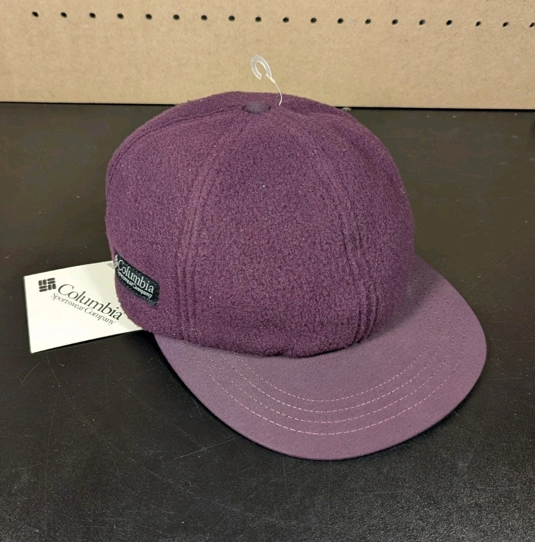 NOS! Vintage Columbia Fleece Pahtp Cap Hat Purple Camping New With Tags