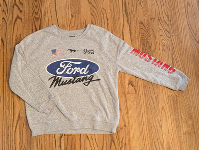Ford Mustang Sweatshirt Soft Pullover Unisex M Heather Gray Retro Graphic Logo