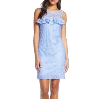 Lilly Pulitzer Janine Mini Dress Ruffles Sleeveless Blue Stretchy XXS