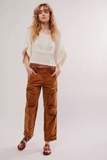 We The Free Free People Can't Compare Slouch Cargo Utility Pants Brown Sz Small