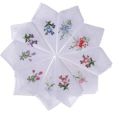 20pcs Women Floral Handkerchiefs Vintage Floral Embroidered Cotton Ladi...