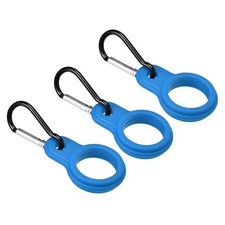Silicone Water Bottle Clip with Buckle, 3pcs Drink Holder Hook, Blue Black