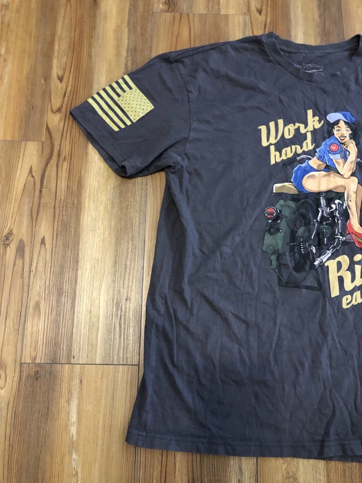 Camiseta Grunt Estilo USA Patriot Gris Motocicleta Trabajo Duro Montar Camisa Adulto Talla XL Foto 3 de 4