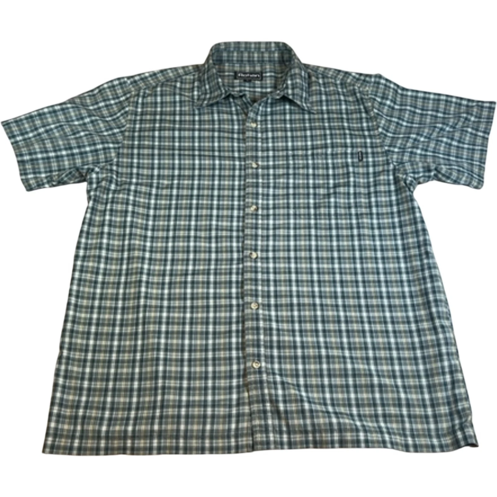 Rohan Shanks Shirt Men's L Green Check Plaid Short Sleeve Walking Hiking Outdoor