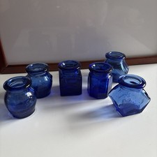 Collectible Mixed Shape Vintage Cobalt Blue Small Glass Jars / Inkwell/Bottle?
