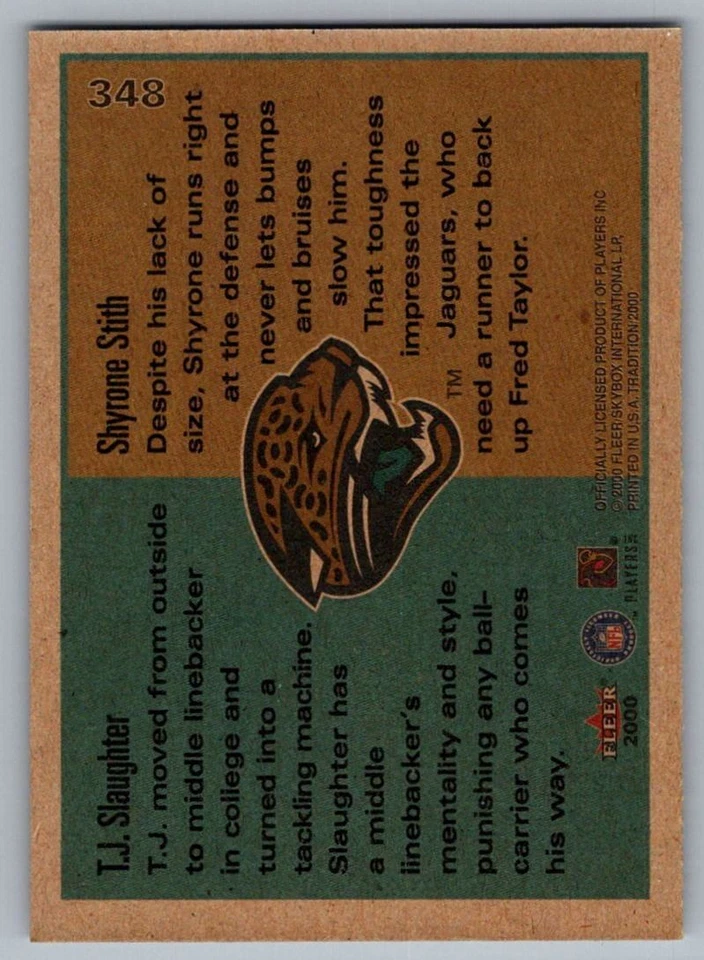 2000 Fleer Tradition T.J. Slaughter/Shyrone Stith Rookie Jacksonville Jaguars - Image 2 of 2