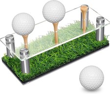 Acrylic Metal Golf Ball Holder Display Case with Black Base and Turf Golf Ball S