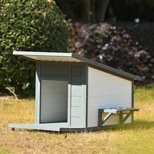 Outdoor Solid Wood Dog house Weatherproof Kennel with Food bowl for Small Dogs