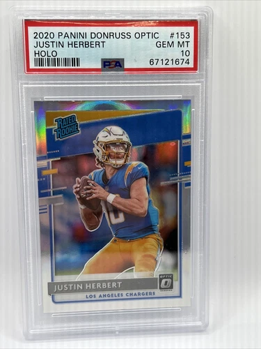 2020 Donruss Optic Justin Herbert Silver Holo Rated Rookie #153 PSA 10 Gem Mint