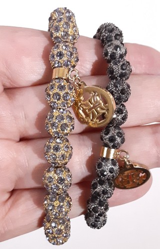 Two Rustic Cuff Gold Kennedy RC Metal Beaded Retired Bracelet Lot - Picture 3 of 5