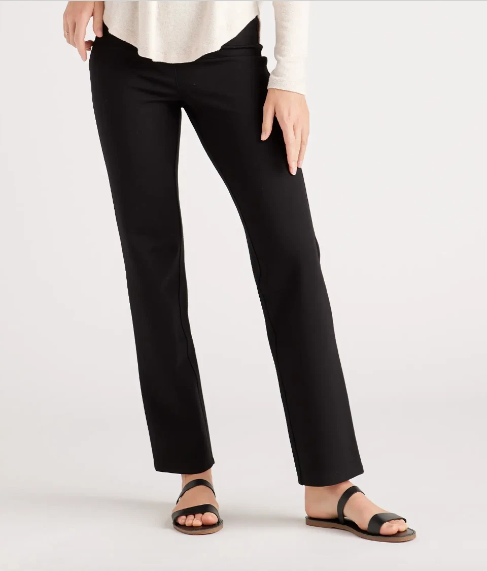Quince Black Ponte Pants - Straight Leg - Faux Pockets - M - Regular - 30" - NWT
