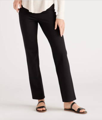 #ad Quince Black Ponte Pants Straight Leg Faux Pockets M Regular 30quot; NWT $34.90