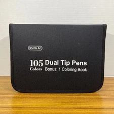 Shuttle Art 105 Colors Dual Tip Pens W/ Adult Coloring Book NIB NEW