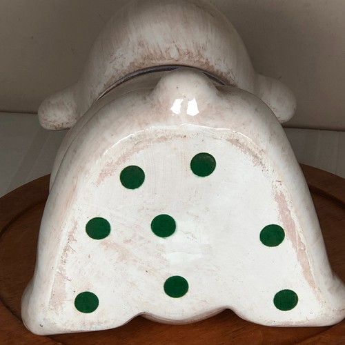 Vintage Treasure Craft Teddy Bear Cookie Jar Baseball Cap Blue Bowtie USA - Picture 6 of 9