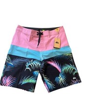Quiksilver men Surfsilk Panel 20" Pink/Blue Tropical Leaf Size 32