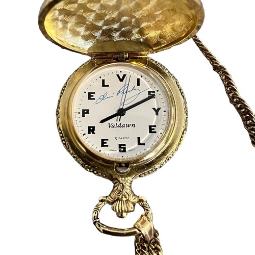 Vintage Elvis Presley Musical Pocket Watch by Valdawn 13" Gold-Tone Chain - Picture 3 of 4