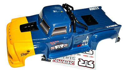 Arrma NOTORIOUS 6S V6 1/8 Stunt Truck Body Shell BLUE YELLOW Clipless ARA8611V6