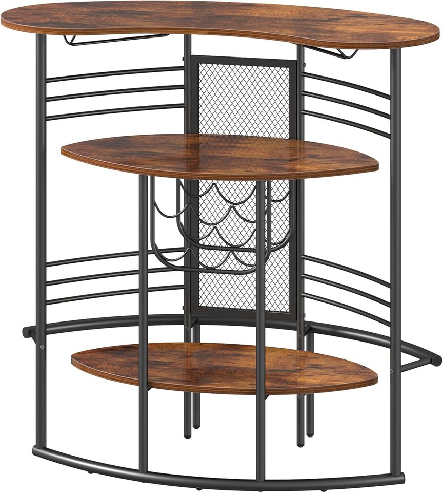 Bar Modern Bar Unit with Storage Shelves, Industrial