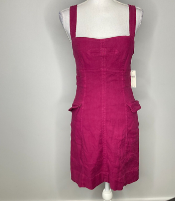 Anthropologie Square Neck Linen Blend Mini Cargo Dress Size 10 Stretch |  eBay