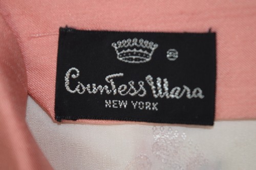 Neck Tie VTG Countess Mara 50s Solid Pink Peach Raw Silk Effect 53" x 3.75" - Picture 6 of 9