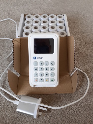 sumup credit card reader with thermal printer built-in and box of rolls