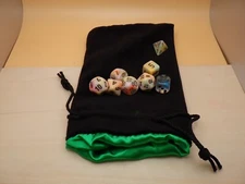 5x8" Velvet Dice Bag, Satin Lined - Green - RPG Tabletop Roleplay Card CCG Board