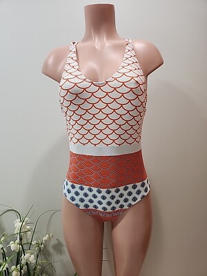 NWT CUPSHE One Piece Swimsuit Scoop Neck Double Straps Geo-Print SWIMWEAR SIZE M