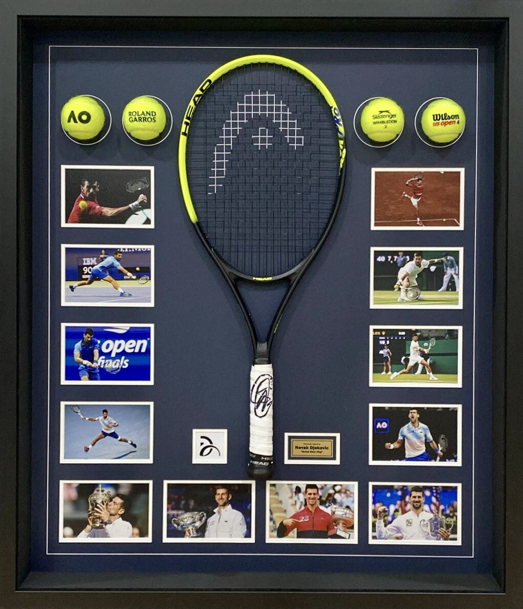 NOVAK DJOKOVIC Signed Tennis Racquet Racket + Photos&Grand Slam