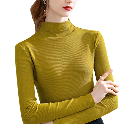 Damen Rollkragen Langarm T-Shirt Leicht Base Layer Stretch Slim Top - Bild 4 von 29