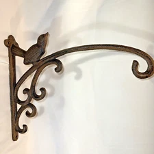 Cast Iron Bird Feeder, Plant Wall Hanger, Flower Basket Hook 12" Outdoor