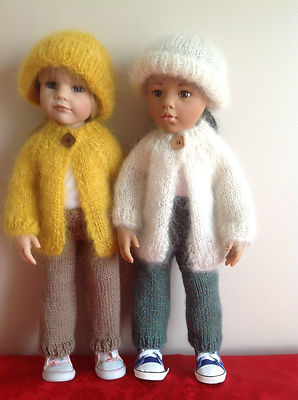 Puppenkleidung Strickmuster passend für 18'' - 19'' Puppe.  Mohair Jacke Set. KNM70