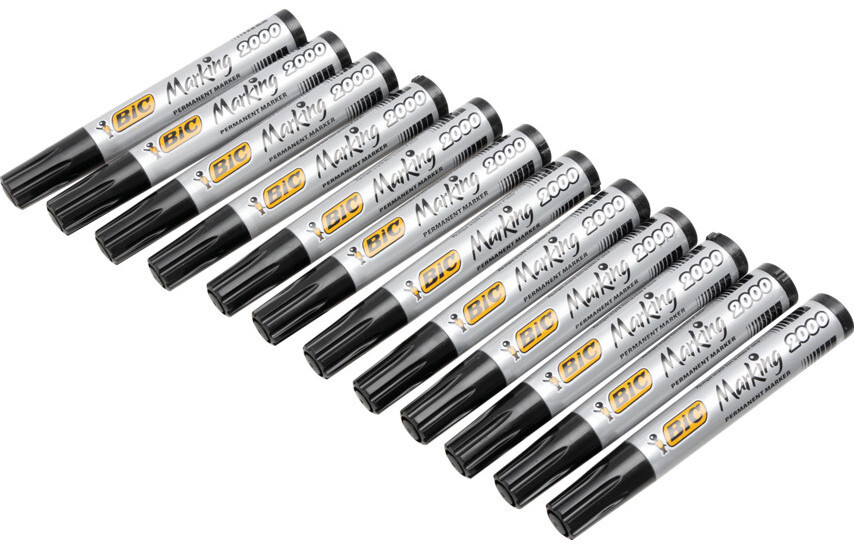 12 BIC MARKING 2000 Black Color Universal Permanent Marker Pens Made in  France