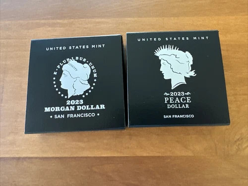 2023 S Peace Dollar PROOF Dollar AND 2023 S Morgan PROOF Dollar 2 coins IN HAND