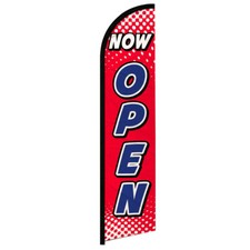 Now Open Windless Advertising Swooper Flag Open Welcome Sign RED/BLUE