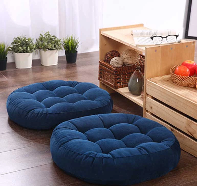 Big Round Ribbed Soft Floor Seat Cushion Pet Bed Mattress Room Decor Dorm  1pc