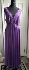 SHADOWLINE SILKY NYLON  LACE LINGERIE NIGHTGOWN Olgaesque 1X Purple Full Sweep