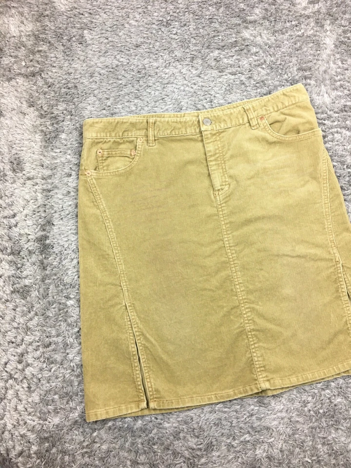 Falda American Eagle Talla 12 Marrón Pana Elastizada Recta Hasta la Rodilla Foto 3 de 4