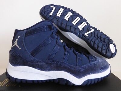 Nike Air Jordan 11 Retro (Ps) Midnight Navy Blue-Met Silver Sz 2Y 