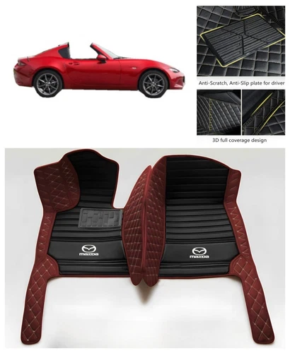 Für Mazda MX5 Miata Auto Fußmatten Leder Maßgefertigt Vordere Reihe Teppiche Kofferraumwanne - Bild 26 von 28