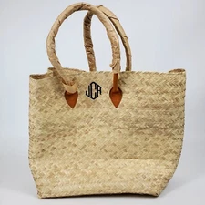 Mark & Graham Palm Leaf Tote Bag Mono with Leather Handle JCA