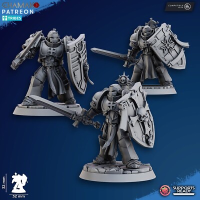 3x Temple Knights Swords Ghamak für Primaris Marine Bladeguard Tabletop Sci-Fi