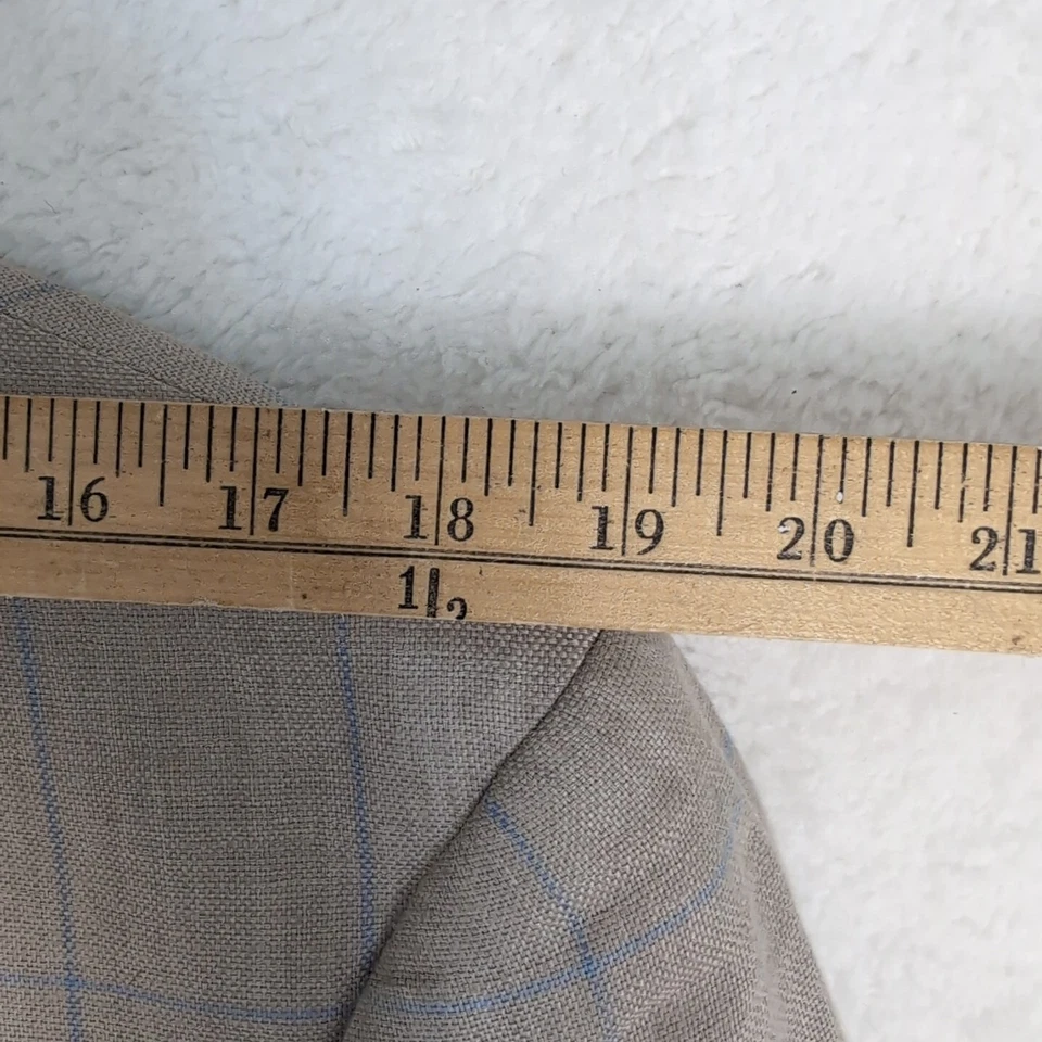 Abrigo Blazer Deportivo ALAN FLUSSER 100% Lino Para Hombres 42 R Gris Dos Botones Azul Cuadrado Foto 4 de 4